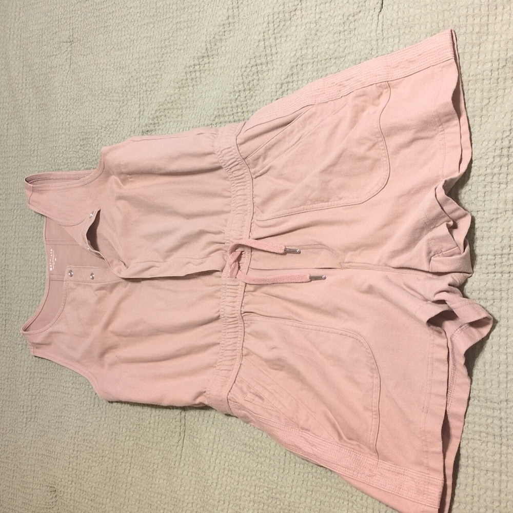Athleta Farallon Romper Jumpsuit Mocha Latte Size Medium M Sleeveless Tie Waist